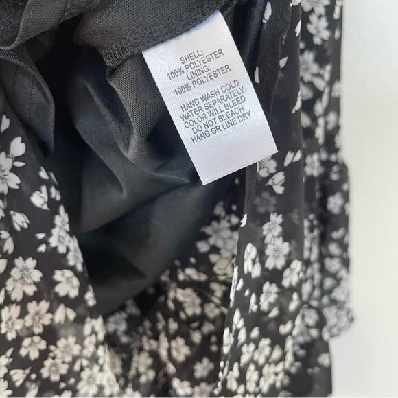 NWT Lulus Black Floral Print Ruffled One Shoulder Midi Dress (Small) - Picture 3 of 7